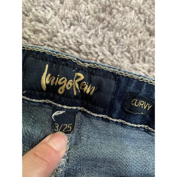 indigo rein jeans denim curvy womens size 3 / 25 high rise distressed - Picture 3 of 8